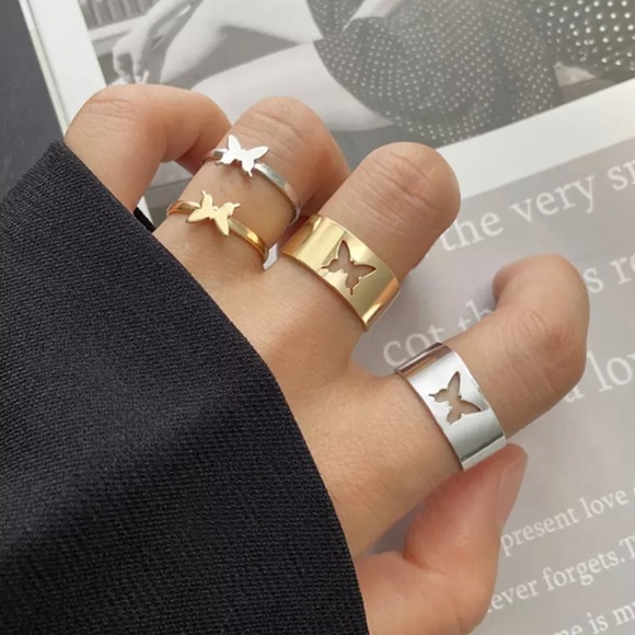 Matching Gold Butterfly Ring Set - Picture 5 of 5